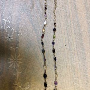 Sterling silver multi gem necklace